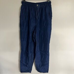 Women’s Vintage Kriss Kross‎ 100% Silk Navy Blue Joggers Size Large Ankle Zip